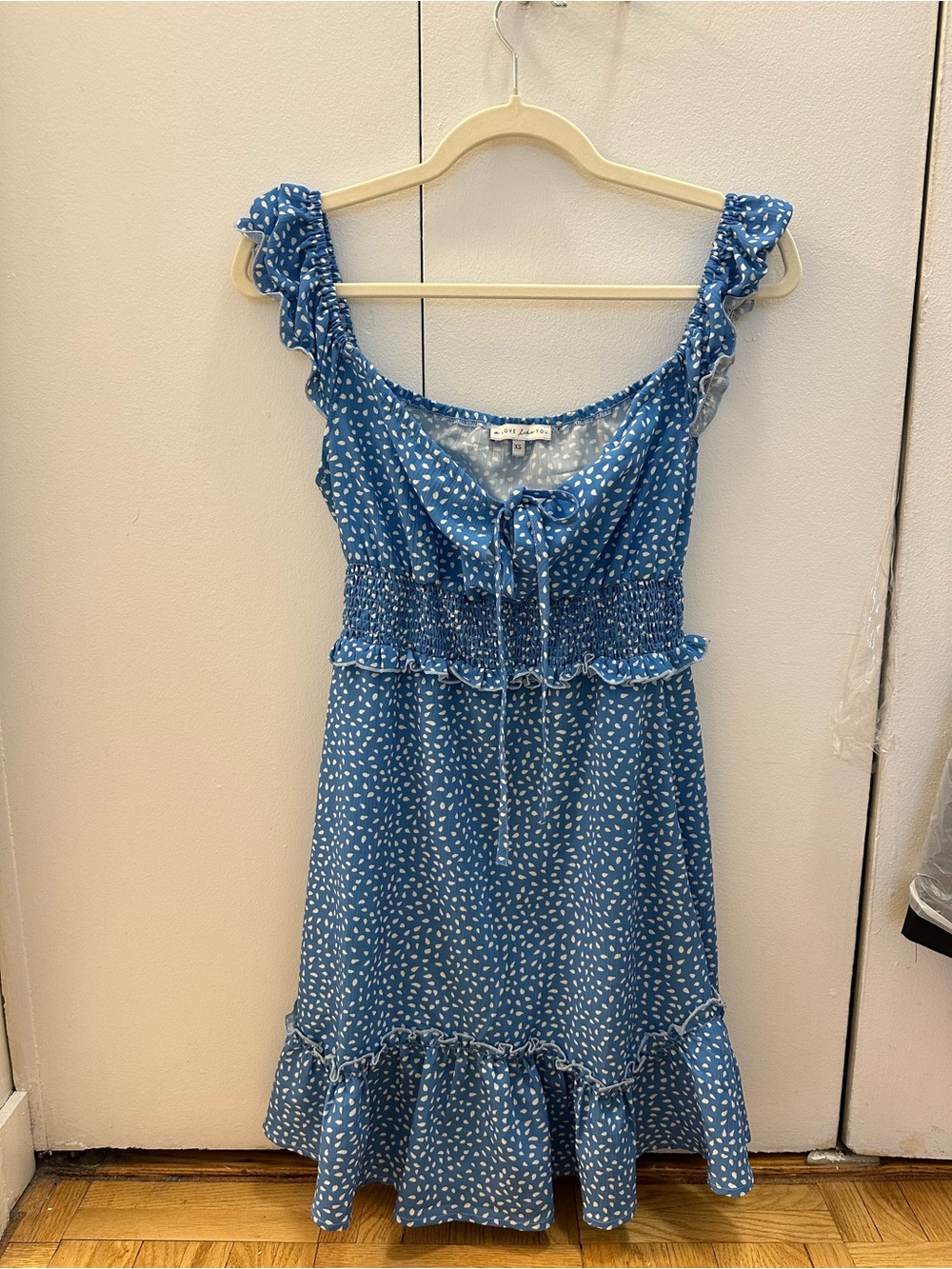 Blue Ruffle Sundress with White Details Size XS